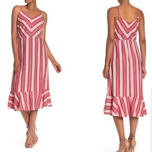 ECI New York Color Block Strip Flounce Hem Dress - Picture 1 of 7